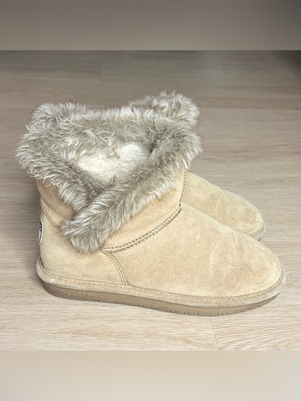Bear Paw Women’s Cozy Faux-Fur Lined Ankle Bootie - Beige